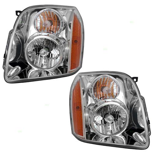 New pair set headlight headlamp lens assembly dot gmc yukon / hybrid / xl