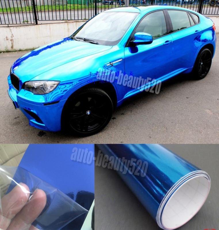 Bubbles free - car mirror chrome blue sheet wrap vinyl sticker film 100" x 60"