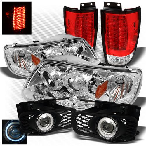 99-02 expedition 1pc pro headlights + r/c led tail lights + projector fog lights