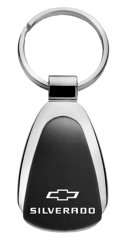 Chevy chevrolet silverado black tear drop key chain ring tag logo lanyard