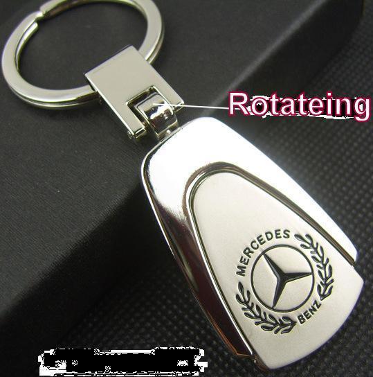 Mercedes benz emblem keychain chrome key chains key rings keyring, metal