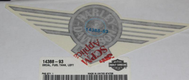 Harley  14388-93 left tank  decal   nos oem genuine sold each