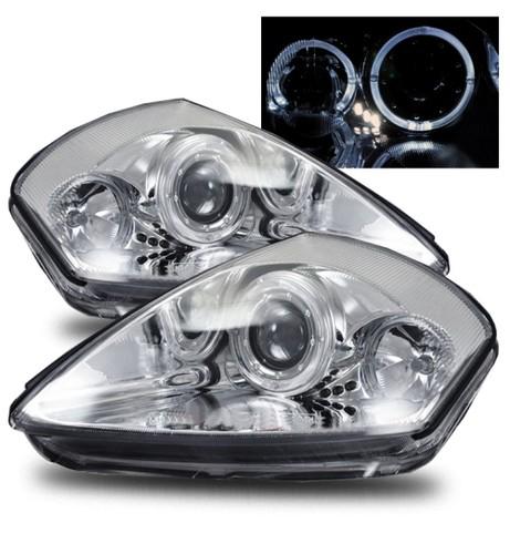 00-05 mitsubishi eclipse jdm dual led angel eye halo chrome projector headlights