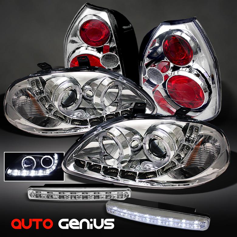 96-98 civic 3dr led projector headlights + altezza tail lights + daytime led drl