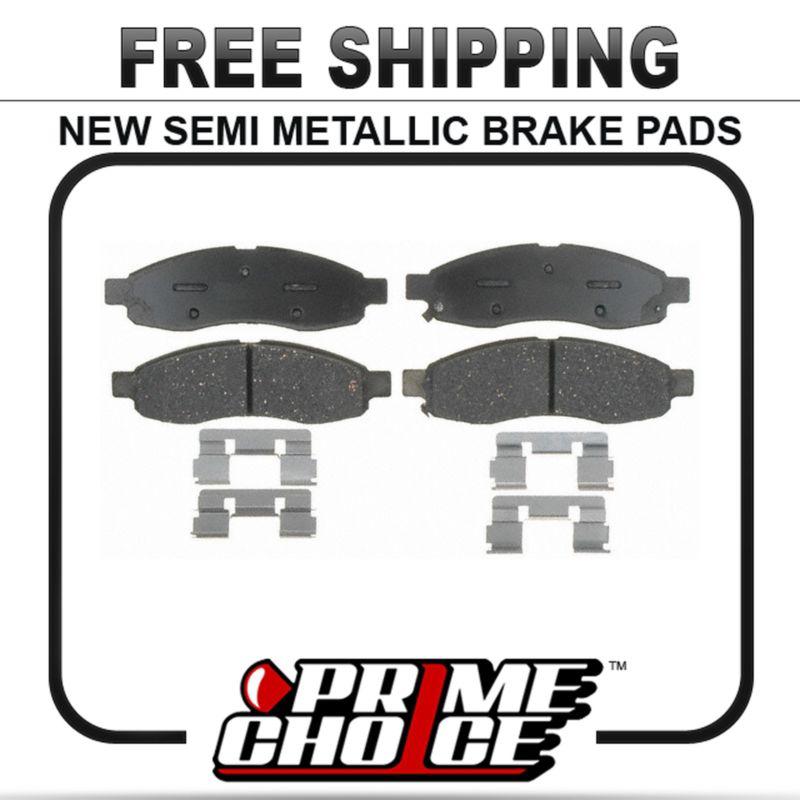 New premium complete set of front metallic disc brake pads with shims