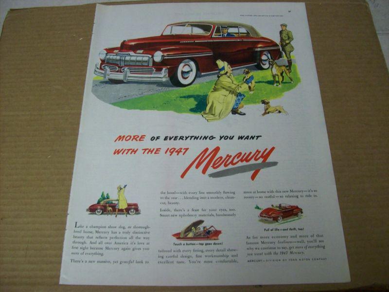 1947 mercury convertible advertisement, vintage ad