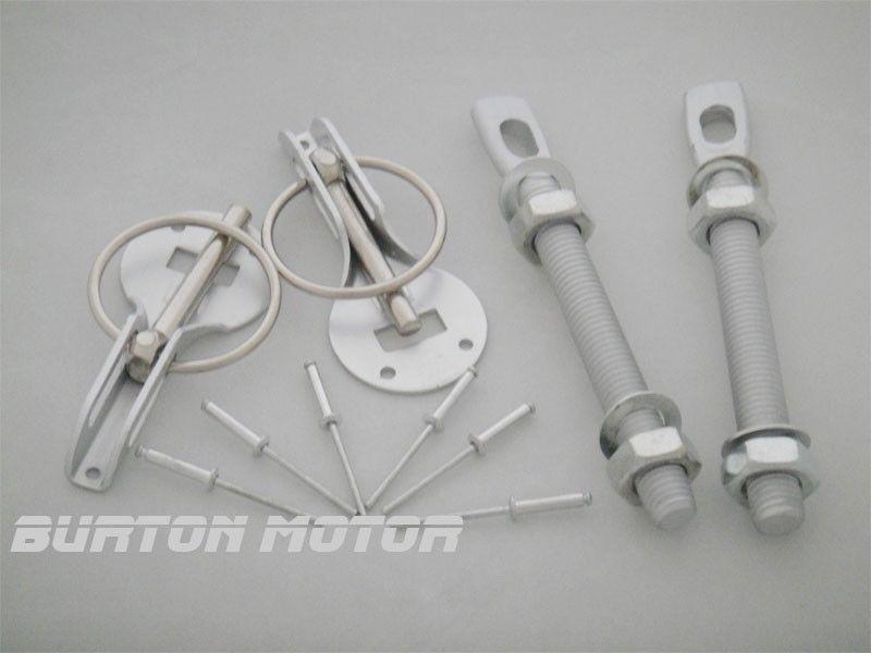 Racing chrome hood pin lock mazda nissan honda-silver-b