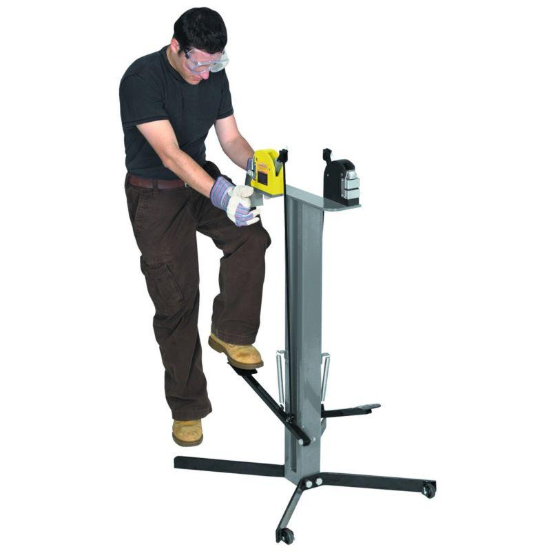 Hands free foot pedal control stand for metal shrinker and stretcher machines 