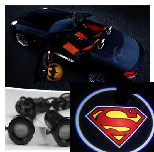 Car superman superhero high power cree led bulbs door projector len logo lights