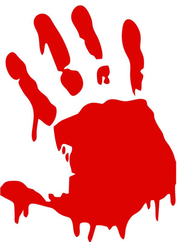 Zombie hand vinyl car decal sticker, highest quality, red, 7.5" x 5.5"
