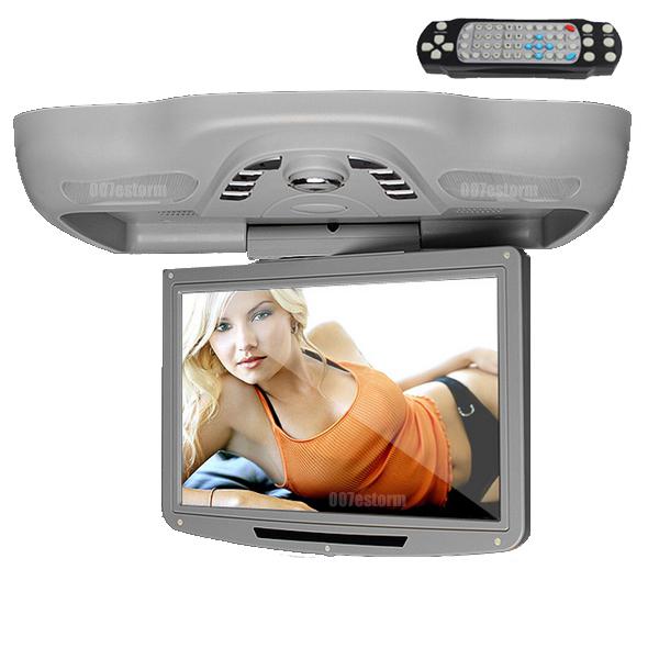 Gray 12.1" hd lcd overhead flipdown roof mount swivel car dvd player ceiling ir