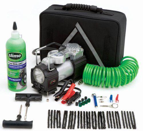 New! slime power spare 48-pc. tire repair kit w/ fibro-seal technology, air hose