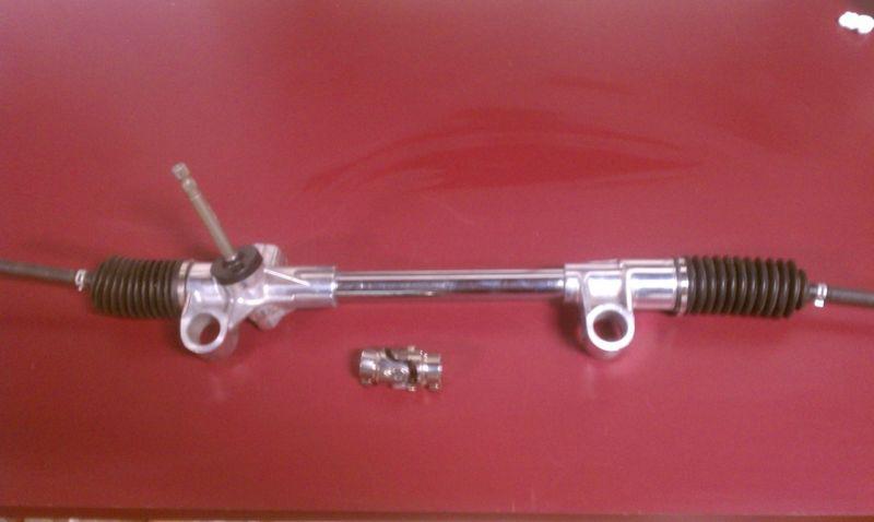 Mustang ii chrome manual steering rack & pinion with polished u-joint new!!