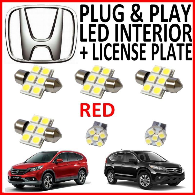 6 piece super red led interior package kit + license plate tag lights hv1r