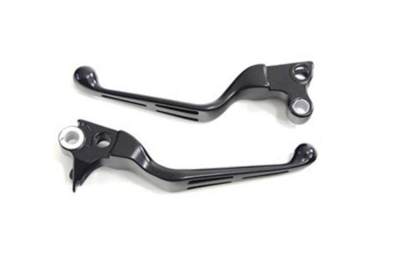 Black 3 slot hand clutch and brake lever set for hd bt and sportster 1996-2006