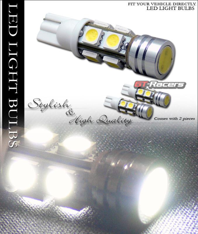 2x white t10 wedge 1 high power+8 smd led stop/brake/reverse/backup light bulbs