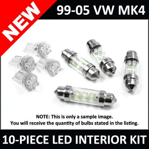 99-05 vw mk4 golf gti jetta 10-piece led interior bulb kit - white