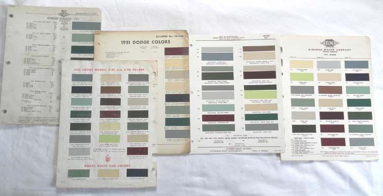 1951 dodge r-m acme dupont  color paint chip charts  all models original mopar 