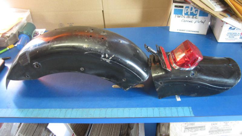 1973-1979 harley davidson shovelhead flh black rear hinged fender & tailight