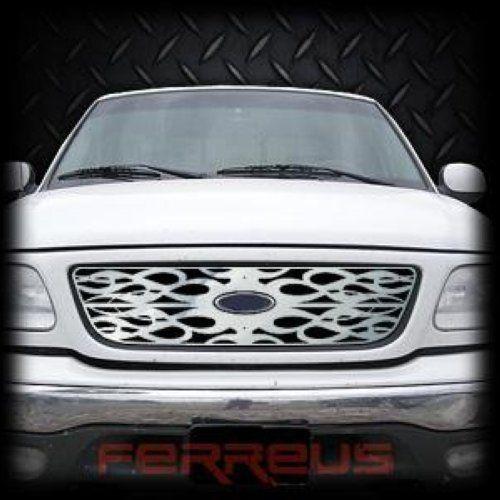 Ford f150 99-03 honeycomb-style horizontal fire polished stainless grill add-on