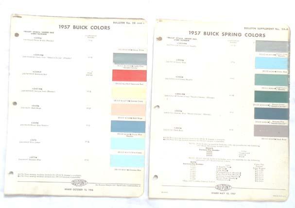 1957  buick dupont   color paint chip chart all models original 