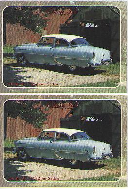 1954 chevy bel air baseball card sized cards - lot of 2 - must see !!