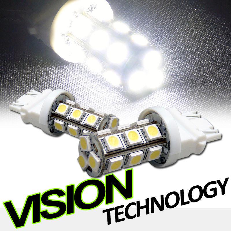 2pc white 3157 18x 5050 smd led front turn signal/parking light bulbs 4157nall