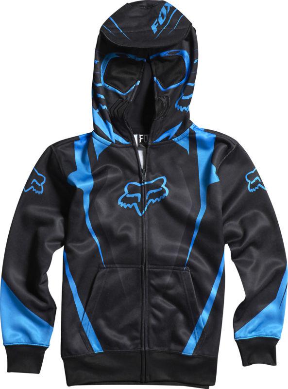 Fox boys vibron blue full zip hoody motocross sweatshirt mx 2014 fleece black