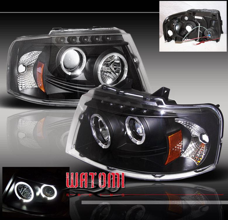 03-06 ford expedition halo projector headlight black 04