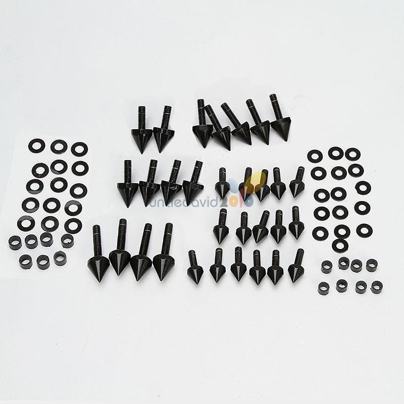 Black complete spike fairing bolt kit for suzuki gsxr 750 00-03 gsx-r 1000 01-02