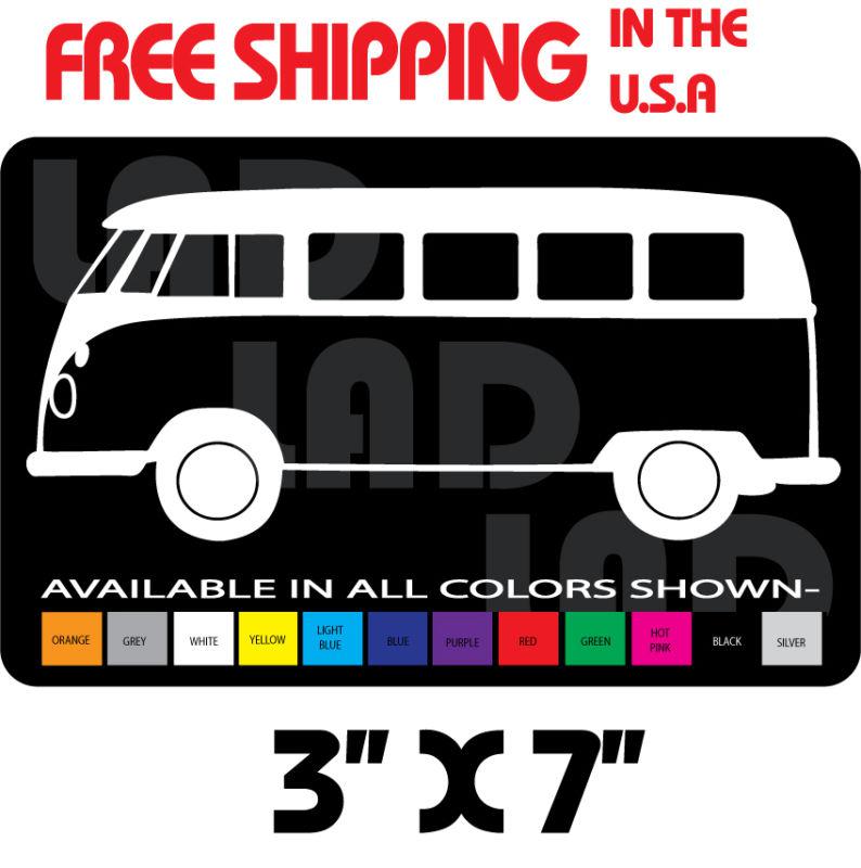 1-vw bus stock decal/sticker 3" x 7" car toolbox hauler garage beatle 