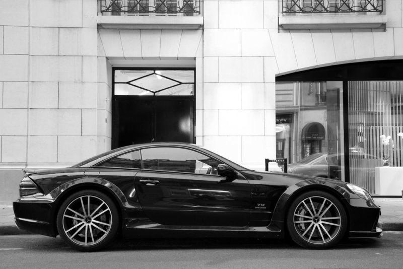 Mercedes sl65 amg black edn hd poster super car b&w print multiple size
