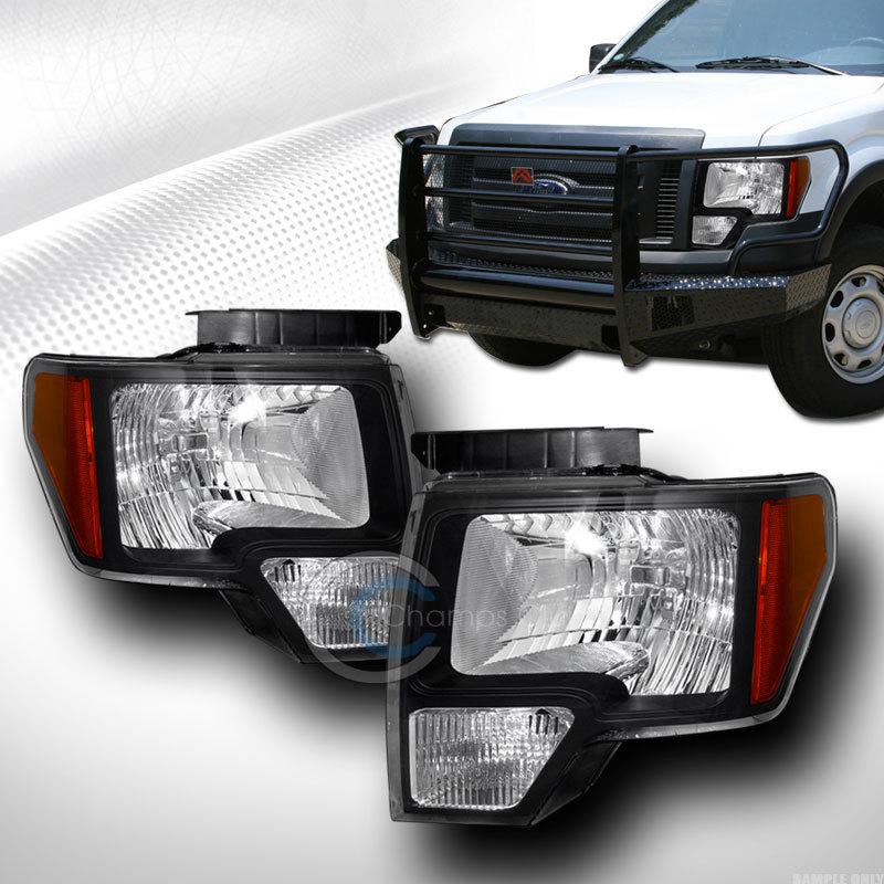 Black crystal head lights lamps signal amber left+right dy 09-12 ford f150 truck