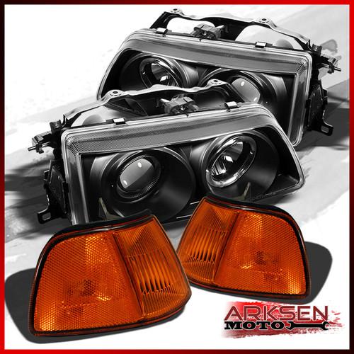 90-91 honda civic 3 door black halo projector headlights+corner signal lamp set