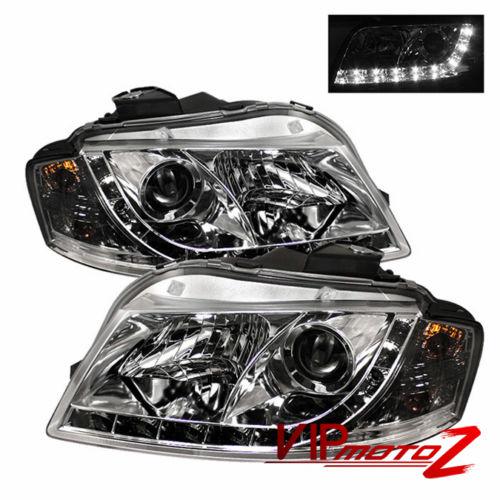 Audi a3 hb 06-08 euro chrome projector headlight+r8 style drl led driving strip