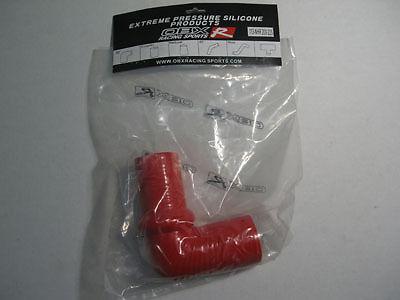 Obx 90° degree reinforced silicone elbow reducer coupler w/ hump 2.0"-2.25" red