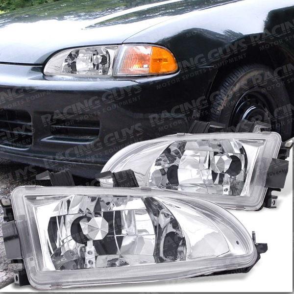 92-95 honda civic 2/3 dr chrome clear head lights lamp coupe hatchback sedan set