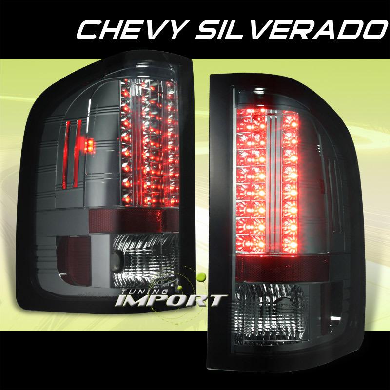 Chevy 07-10 silverado 1500/2500/3500 smoke led tail lights driver+passenger new