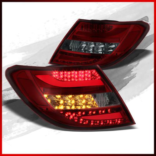 08-10 benz w204 c-class red smoked led tail lights w/built-in amber led  signal