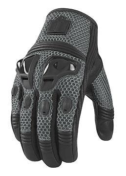 New icon justice mesh-back/goatskin palm short gloves,slate gray/black, large/lg