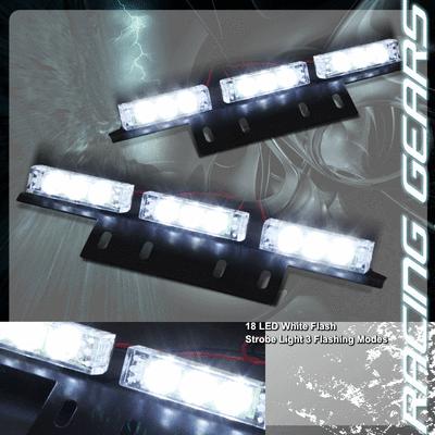 2x 18 white led interior strobe hazard warning lights lightbars deck dash grill