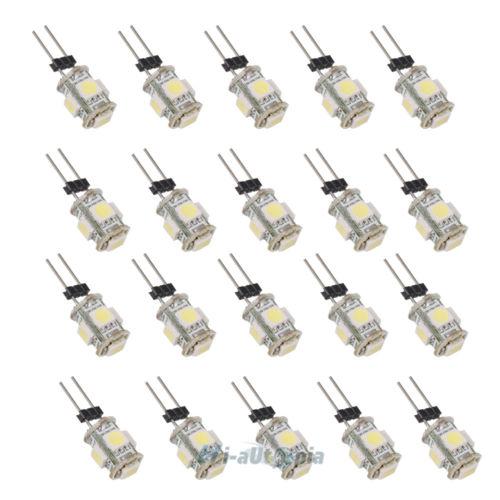 20x car g4 pure white 5 led smd 5050 rv camper marine boat light 12v pro 