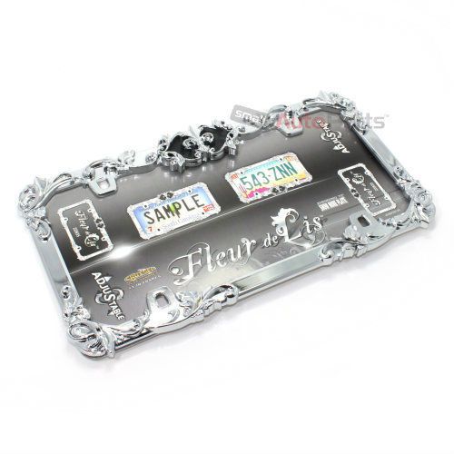 Fleur de lis metal chrome license plate tag frame for auto-car-truck