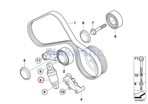 Bmw genuine drive belt tensioner for a/c climate compressor belt e90 e90n e92 e9