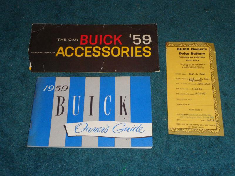 1959 buick owner's manual set / owner's guide w/bonuses / very nice originals!!!