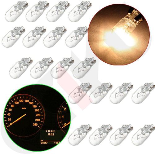 20pcs 12v 5w warm white t10 w5w halogen bulbs cluster odometer indicator lights