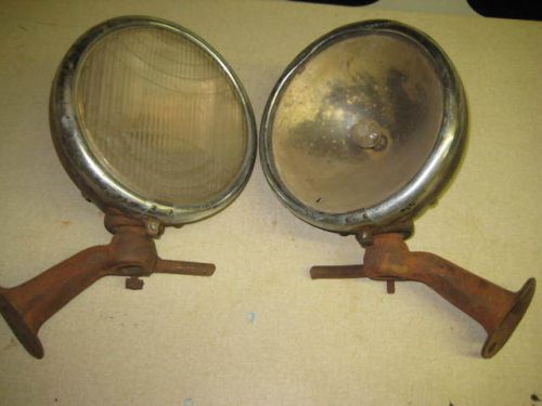 Lqqk! vintage  pair depress beam headlamps automobile  head lights lamps old