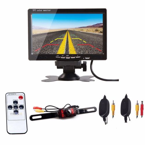 7&#034; tft lcd car rear view backup monitor+wireless parking night vision camera kit