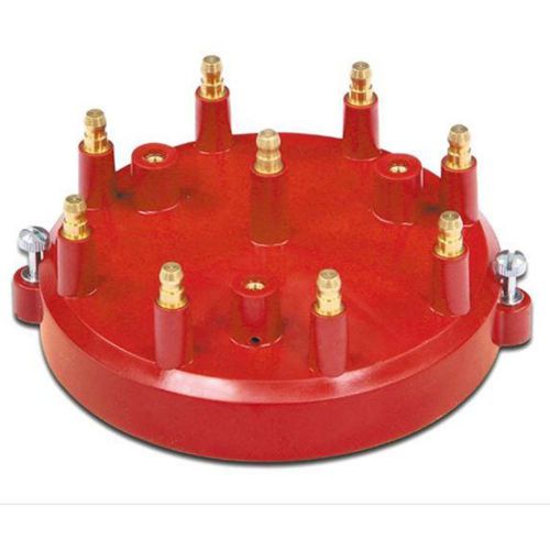 Mallory 29745 distributor cap, male/hei-style, red, screw-down, mallory, v8, eac