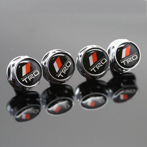 4pcs for toyouta trd all model car logo license plate frame screw bolt cap cover